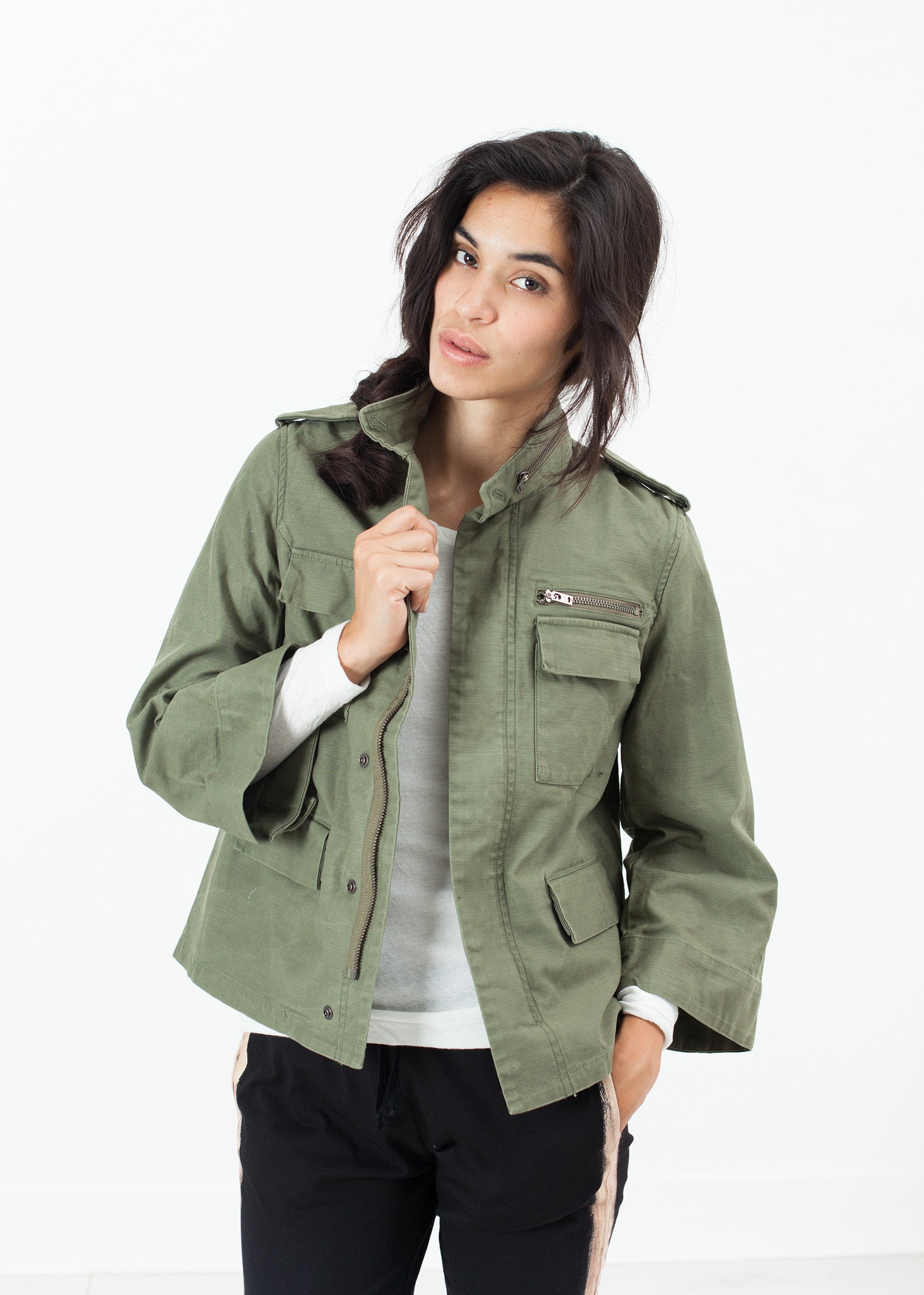 Olive green shop army jacket womens