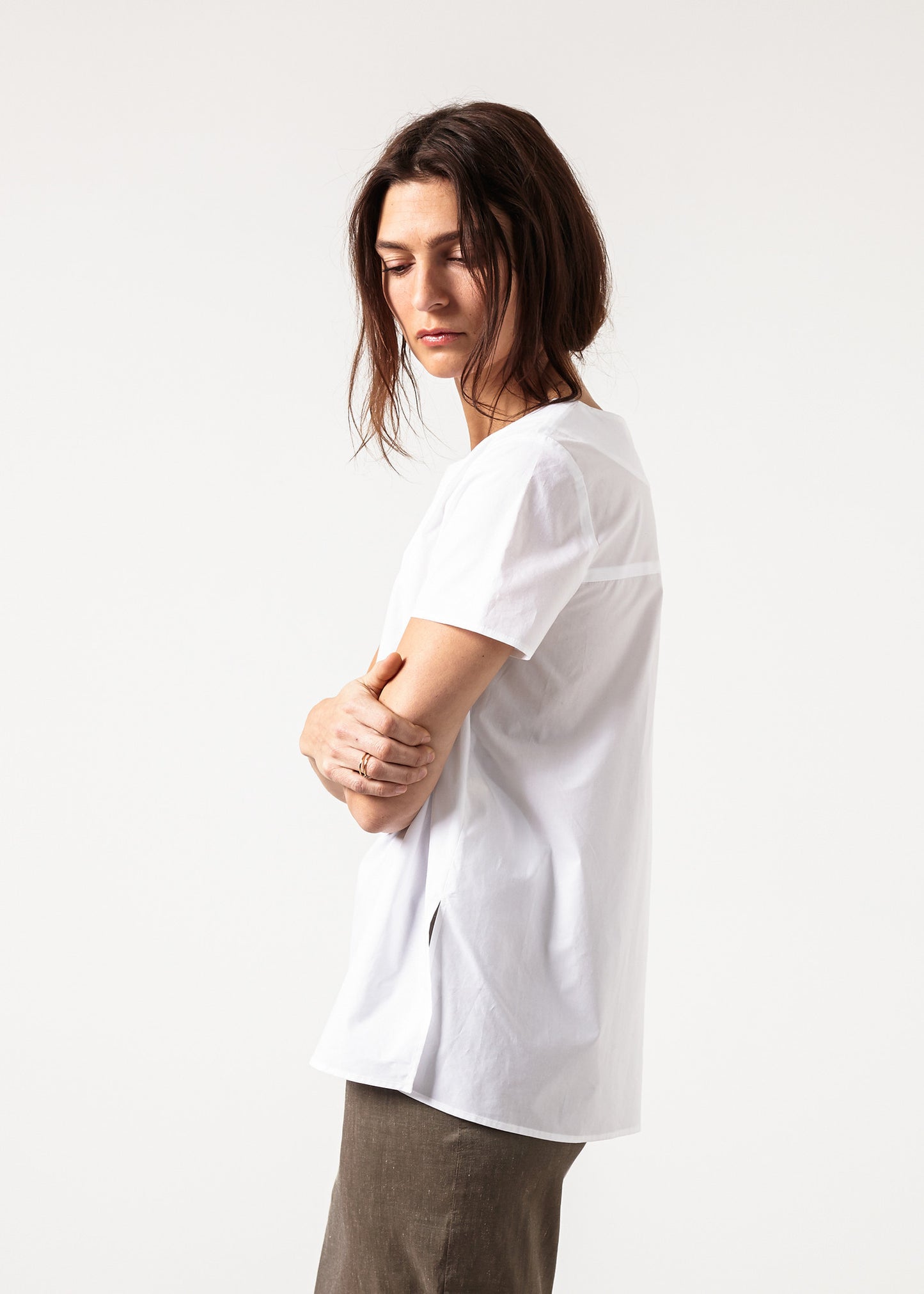 Pleat Back Blouse in White