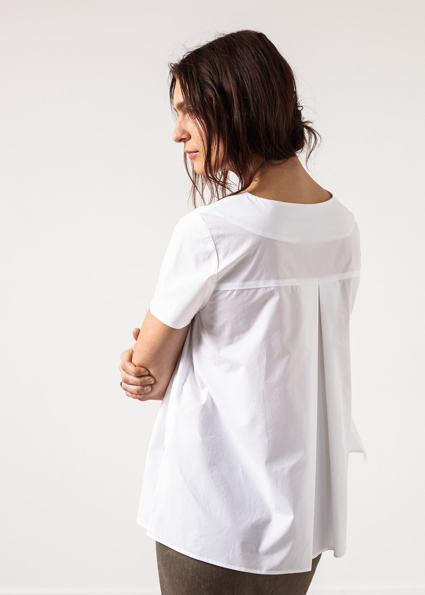 Pleat Back Blouse in White